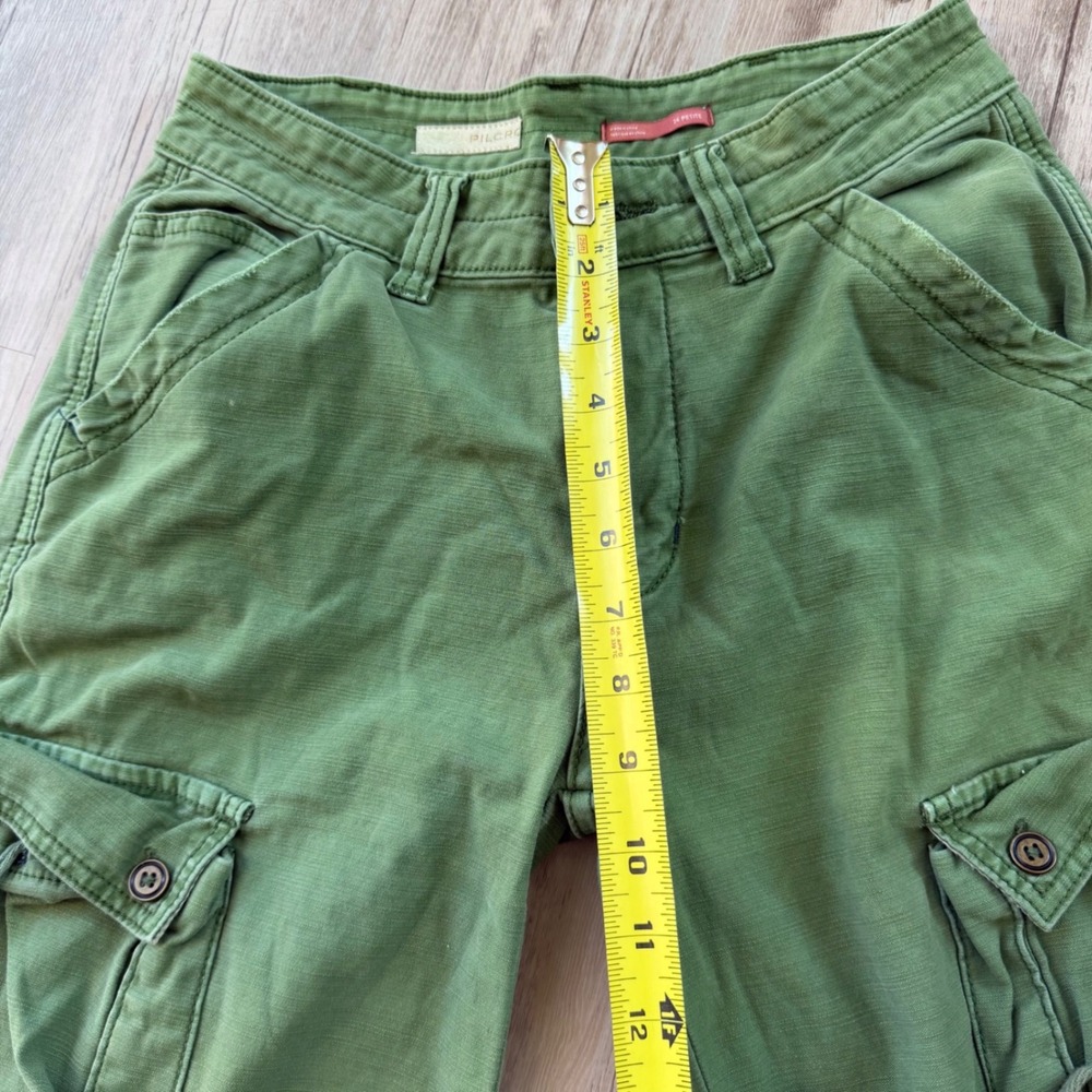 Pilcro and the Letterpress Cargo Pants Women 24 Petite Olive Green Straight Leg - Picture 7 of 12